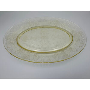Imperial Glass Open Rose Oval Platter | Canary Yellow EAPG Serving Tray | c.1915